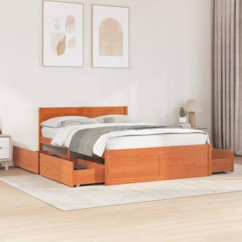 ARDEBO.de - Massivholzbett ohne Matratze Wachsbraun 135x190 cm Kiefernholz