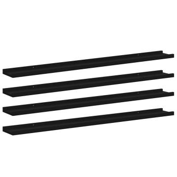Wandregale 4 Stk. Schwarz 100x9x3 cm