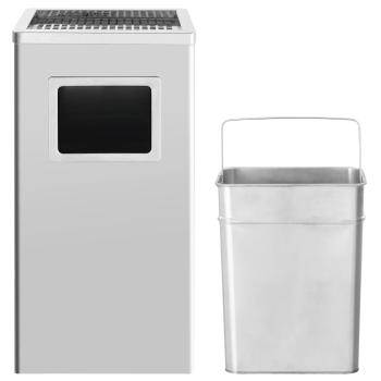 Mülleimer mit Aschenbecher 45 L Edelstahl