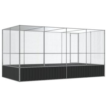 Voliere mit Erweiterung Silber 418 x 207 x 212 cm Stahl