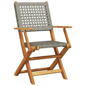 5-tlg. Garten-Essgruppe Grau Poly Rattan und Massivholz