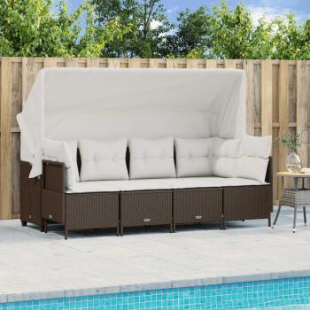 ARDEBO.de - 5-tlg. Garten-Sofagarnitur mit Kissen Braun Poly Rattan