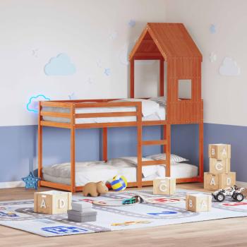 ARDEBO.de - Etagenbett mit Dach Wachsbraun 90x200 cm Massivholz Kiefer