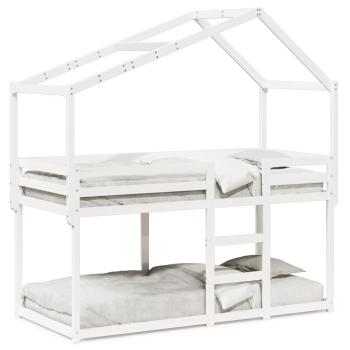 Etagenbett mit Dach Weiß 80x200 cm Massivholz Kiefer