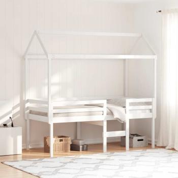 ARDEBO.de - Hochbett mit Dach Weiß 90x190 cm Massivholz Kiefer