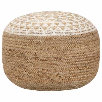 ARDEBO.de - Handgefertigter Sitzpuff Weiß 45x30 cm Jute