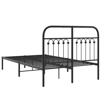 Bettgestell mit Kopfteil Metall Schwarz 120x190 cm