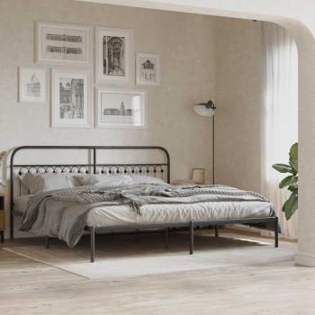 ARDEBO.de - Bettgestell mit Kopfteil Metall Schwarz 200x200 cm