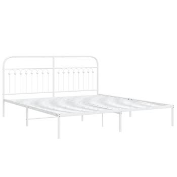 Bettgestell mit Kopfteil Metall Weiß 183x203 cm