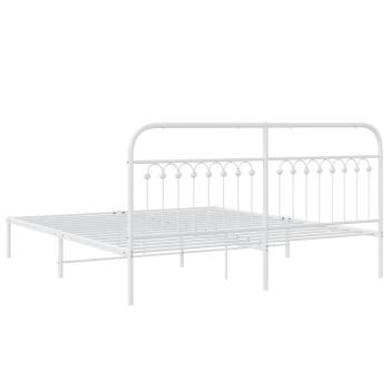 Bettgestell mit Kopfteil Metall Weiß 183x203 cm