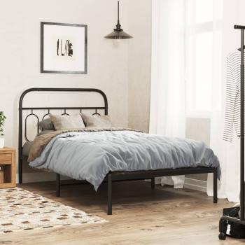 ARDEBO.de - Bettgestell mit Kopfteil Metall Schwarz 100x190 cm