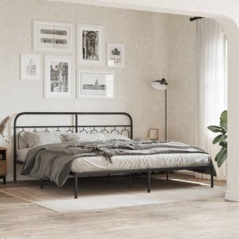 ARDEBO.de - Bettgestell mit Kopfteil Metall Schwarz 200x200 cm