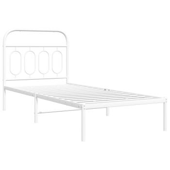 Bettgestell mit Kopfteil Metall Weiß 90x190 cm