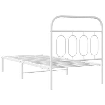 Bettgestell mit Kopfteil Metall Weiß 90x190 cm