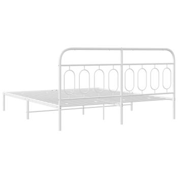 Bettgestell mit Kopfteil Metall Weiß 193x203 cm