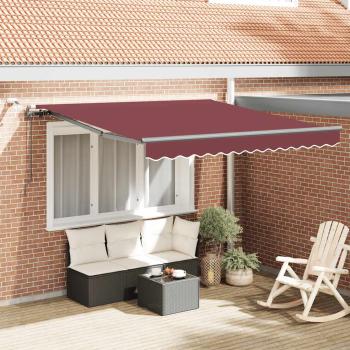 ARDEBO.de - Markise Automatisch mit LEDs Weinrot 300x250 cm