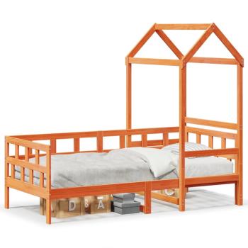Tagesbett mit Dach Wachsbraun 90x200 cm Massivholz Kiefer