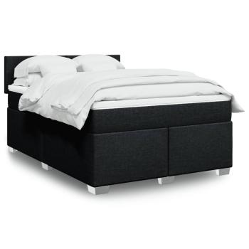 ARDEBO.de - Boxspringbett mit Matratze Schwarz 140x190 cm Stoff