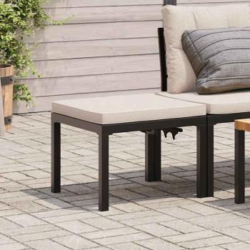 ARDEBO.de - Gartenhocker mit Kissen Schwarz Pulverbeschichteter Stahl