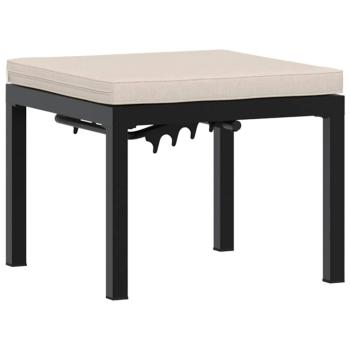 Gartenhocker mit Kissen Schwarz Pulverbeschichteter Stahl