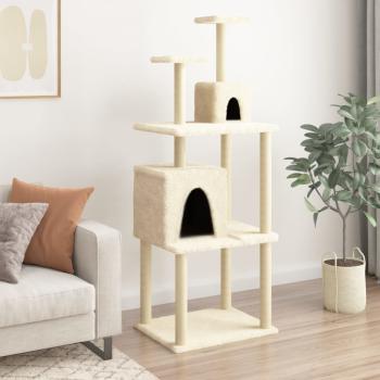 ARDEBO.de - Kratzbaum mit Sisal-Kratzsäulen Creme 167 cm