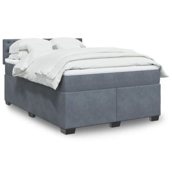 ARDEBO.de - Boxspringbett mit Matratze Dunkelgrau 140x200 cm Samt