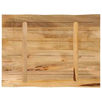Tischplatte mit Baumkante 70x60x3,8 cm Raues Mango Massivholz