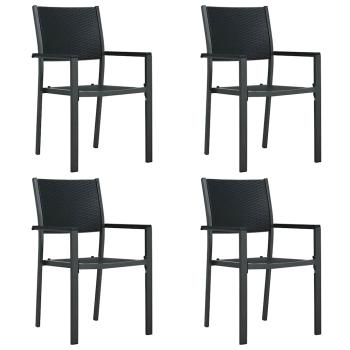 ARDEBO.de - Gartenst?hle 4 Stk. Schwarz Kunststoff Rattan-Optik
