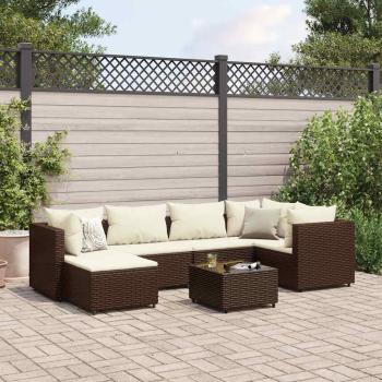 ARDEBO.de - 7-tlg. Garten-Lounge-Set mit Kissen Braun Poly Rattan