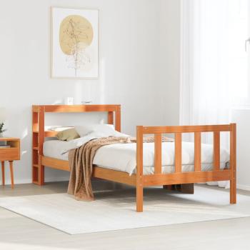 ARDEBO.de - Bettgestell mit Kopfteil ohne Matratze Wachsbraun 100x200 cm