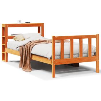 Bettgestell mit Kopfteil ohne Matratze Wachsbraun 100x200 cm