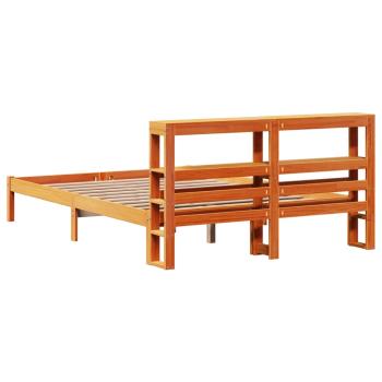 Bettgestell mit Kopfteil ohne Matratze Wachsbraun 135x190 cm