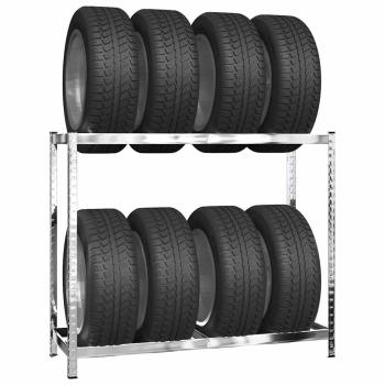 Reifenregale mit 2 B?den 2 Stk. Silbern 110x40x110 cm Stahl