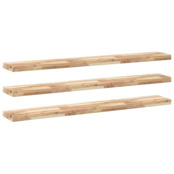 Schweberegale 3 Stk. 140x20x4 cm Massivholz Akazie Unbehandelt