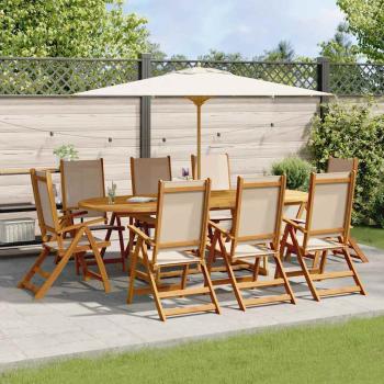 ARDEBO.de - 9-tlg. Garten-Essgruppe Massivholz Akazie und Textilene