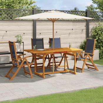 ARDEBO.de - 5-tlg. Garten-Essgruppe Massivholz Akazie und Textilene
