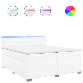 Boxspringbett mit Matratze Weiß 200x200 cm Kunstleder