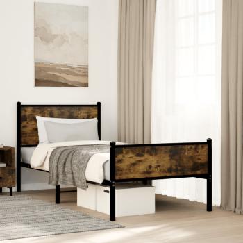 ARDEBO.de - Metallbett ohne Matratze Räuchereiche 80x200 cm