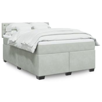 ARDEBO.de - Boxspringbett mit Matratze Hellgrau 160x200 cm Samt