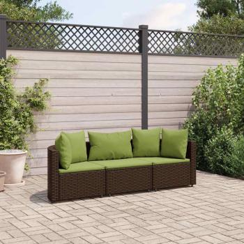 ARDEBO.de - 3-tlg. Garten-Sofagarnitur mit Kissen Braun Poly Rattan