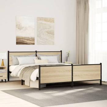 ARDEBO.de - Metallbett ohne Matratze Sonoma-Eiche 180x200 cm