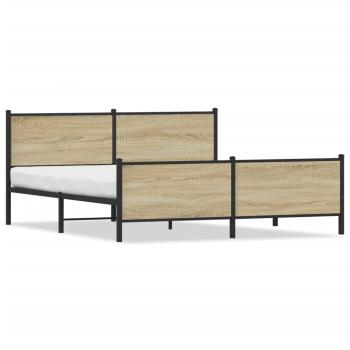 Metallbett ohne Matratze Sonoma-Eiche 193x203 cm