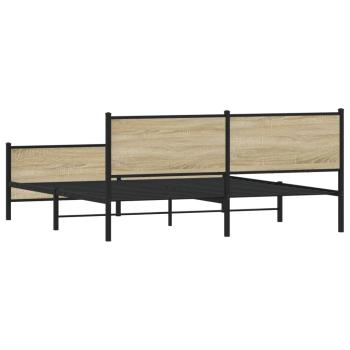 Metallbett ohne Matratze Sonoma-Eiche 193x203 cm