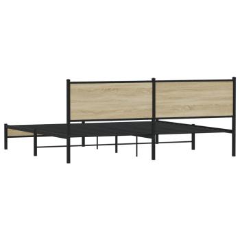 Metallbett ohne Matratze Sonoma-Eiche 193x203 cm