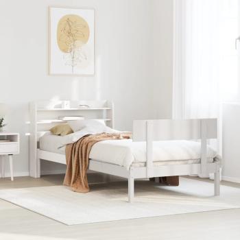 ARDEBO.de - Massivholzbett ohne Matratze Weiß 75x190 cm Kiefernholz