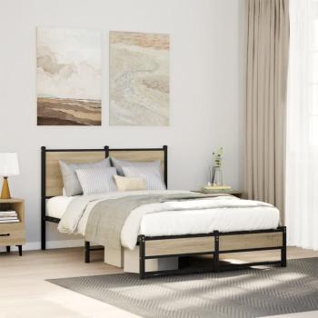 ARDEBO.de - Metallbett ohne Matratze Sonoma-Eiche 120x190 cm