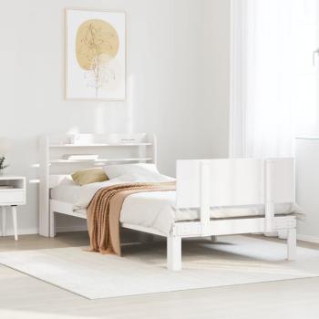 ARDEBO.de - Bettgestell mit Kopfteil ohne Matratze Weiß 100x200 cm