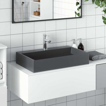 ARDEBO.de - Waschbecken 60x38x11 cm Mineralguss/Marmorguss Anthrazit