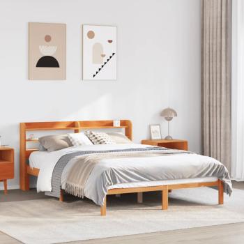ARDEBO.de - Bettgestell mit Kopfteil ohne Matratze Wachsbraun 135x190 cm