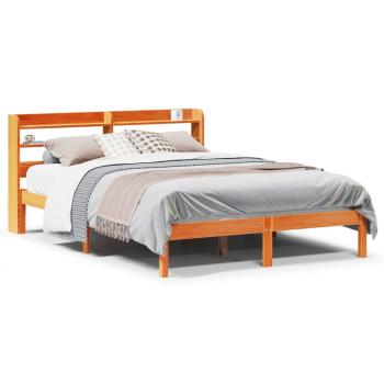 Bettgestell mit Kopfteil ohne Matratze Wachsbraun 135x190 cm